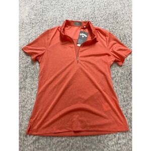 Callaway Womens Opti-Dri Quarter Zip Golf Polo Shirt Orange Heather Small NWT